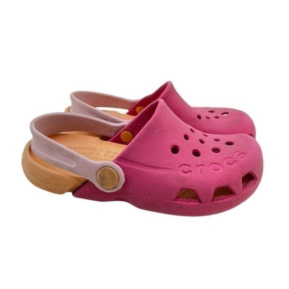 Crocs pink & orange crocs little girl toddler slip on PLAY CONDITION size 11